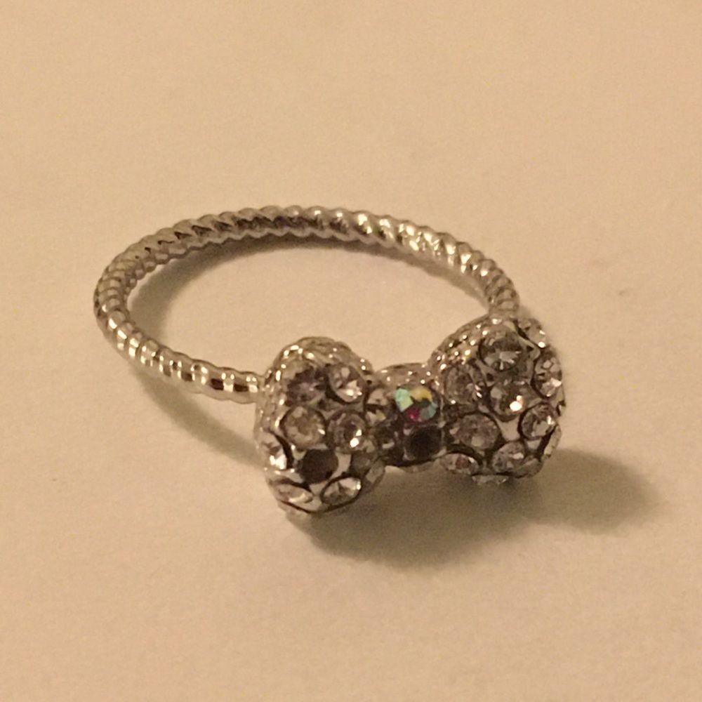Silver Studded Bow Ring